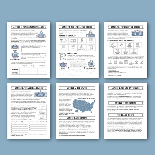 Constitution Worksheets